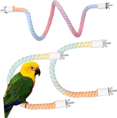 Katoenen Schommelkoord - Vogel Zitstok - Plezier en Fitness - Stimuleert Klimmen - 3 Stuks - Multicolor