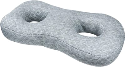 Oorkussen met 2 Gaten – Oorpiercing Kussen, Zijslaper Kussen voor Oorbellen, Ademend en Comfortabel Slaapkussen voor Pijnvrij Slapen - Grijs