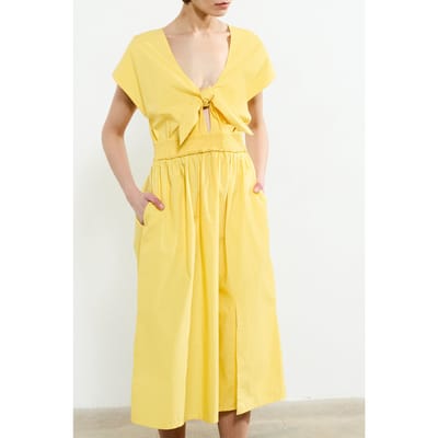 French Connection Barletta Poplin Tie Midi Dress Butter Yellow Größe: M | Midikleider Outlet | Damen | Gelb