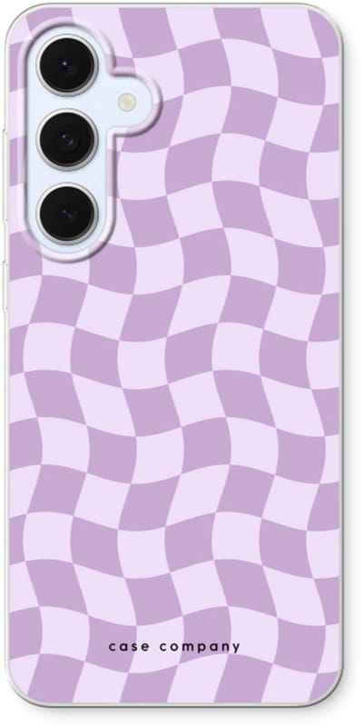 Case Company® - Hoesje geschikt voor Samsung Galaxy S24 FE hoesje - Grid Paars - Soft Cover Telefoonhoesje - Bescherming aan alle Kanten en Schermrand