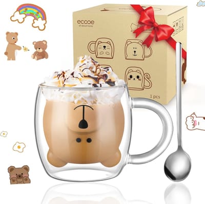 Dubbelwandige borosilicaat glazen koffiemokken voor latte macchiato en thee - 280 ml