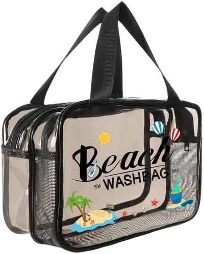 Dailygoods - Aucuu Doorzichtige toilettas, draagbare make-uptas voor op reis, natte droge scheiding PVC waszakken, grote capaciteit reistoilettas, waterdichte make-uptassen met handgrepen, doorzichtige make-uptas