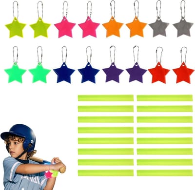 Kleurige Reflecterende Stickers voor Fietspaken - 36 Stuks Hoge Zichtbaarheid, Veiligheidsbanden en Click Bracelets voor Fietsers en Wandelaars