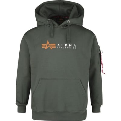 Alpha Industries Trui met capuchon - Alpha Label Hoodie - S tot XXL - voor Mannen - olijf