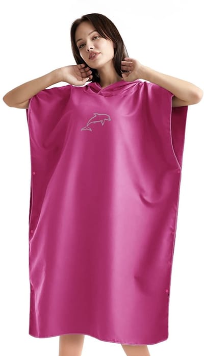 Dailygoody - Microvezel handdoek - Poncho - Quick Dry - Roze - Geschikt voor strand en sauna - 110 x 80 cm - Ideaal voor heren en dames