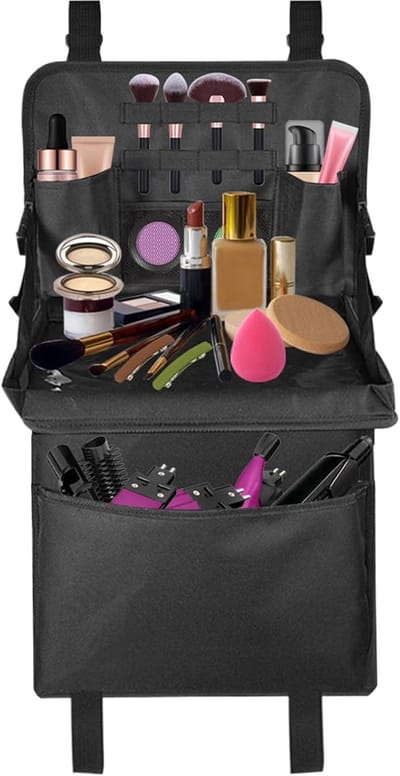 Famanu – Backseat organizer met waterdichte vakken, auto-opbergsysteem voor cosmetica en make-up kwasten, geschikt voor SUV en bestelwagen
