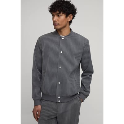 Gestreept Bomberjack In Regular Fit Met Bijpassende Broek | Charcoal | Size XS