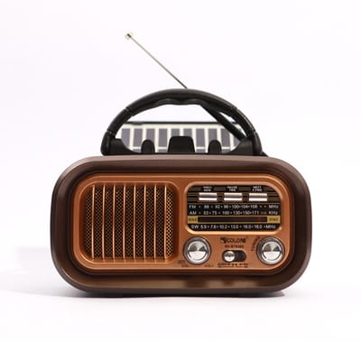 longziming -Retro Bluetooth Radio met Zonnepaneel – Draagbare Vintage Radio met FM/AM/SW, USB/TF, Smartphonehouder & USB-C Oplaadbaar – Compacte Keuken- en Outdoor Radio