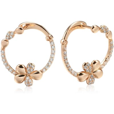 Nouvelles Boucles d'Oreilles Pendantes Innovantes Couleur Or Rose Boucles d'Oreilles Fleur en Cristal Élégantes de Luxe Pour Femme Bijoux de Mode Vintage beige
