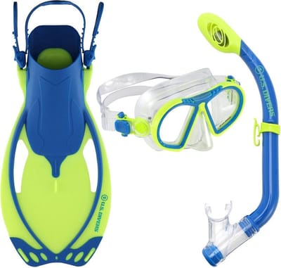 US Divers Toucan Set - Snorkelset - Duikbril - Snorkel - Kinderen - Geel/Blauw - 25-31