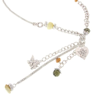 Behave Ketting met natuursteen en hangers met engeltjes