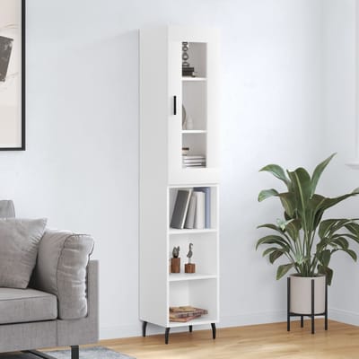 vidaXL - Hoge - kast - 34,5x34x180 - cm - bewerkt - hout - wit