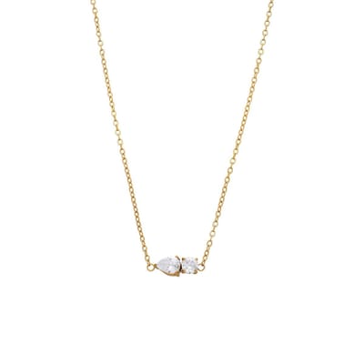 Lucardi Dames Stainless steel ketting met hanger met zirkonia voor dames - Ketting - Staal - Goudkleurig - 47 cm