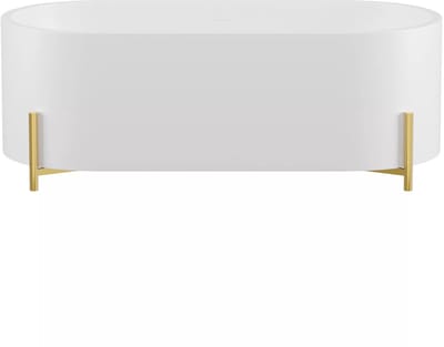 Vente-unique Ovaal vrijstaand bad met gouden poten - 160 x 73,5 x 59 cm - Wit - ALONSA