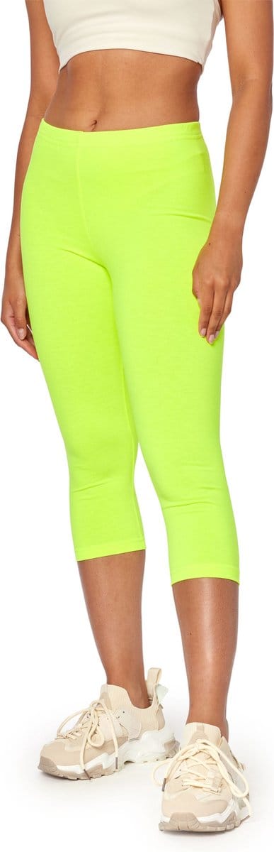 Bellivalini Dames Leggings - Neonbroek - Sport - Capri - Joggingbroek - Sporbroek - Yogabroek - BLV-BLV50-300-LE - Neon Geel - S