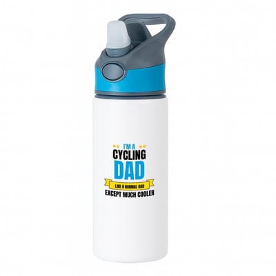 Hacebo® - I'm a cycling dad waterfles met rietje blauw - Vader - papa - vaderdag cadeautjes - verjaardagscadeau - gift - kado - water fles - 650ML