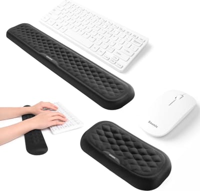 Sounix Ergonomische Polssteun Toetsenbord en Muis - Muismat - Pols Beschermer - Anti Slip - Ergonomisch Gel Ondersteuning - Zwart