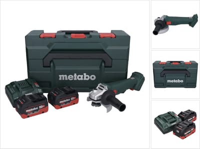 Metabo W 18 L 9-125 accu haakse slijper 18 V 125 mm + 2x accu 8,0 Ah + oplader + metaBOX