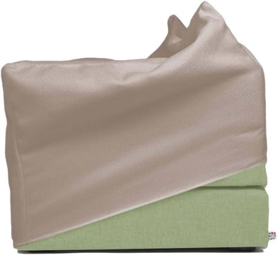 Opvouwbare Zitzak voor Eenpersoonsbed - 70 x 63 x 42 cm, Groen met Beige Hoes
