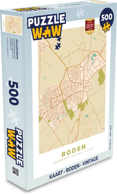 Puzzel Kaart - Roden - Vintage - Legpuzzel - Puzzel 500 stukjes