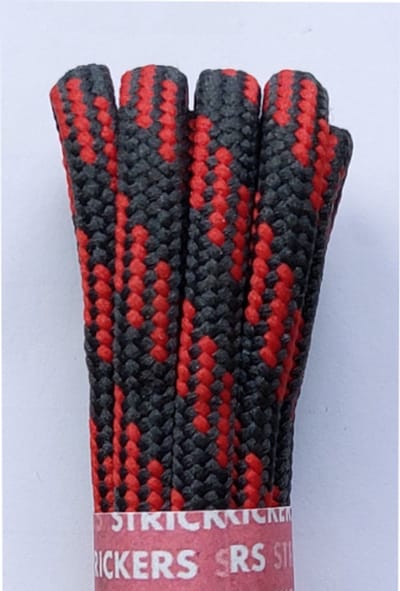 Strickers Veter - Grijs/Rood - Meerkleurig - Extra Dik Rond - Lengte 90 cm - Dikte 5 mm - Bergschoen - Wandelschoen - Schoenveter