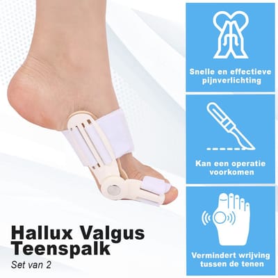 Jumada's Hallux Valgus Teenspalken ( 2 Stuks !)- Teenbrace - Teen Corrector - Grote Teen Spreider
