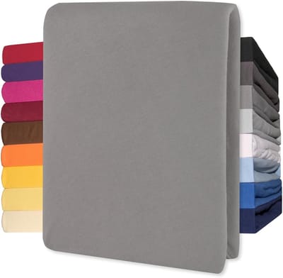 Lucina Topper Hoeslaken Jersey Katoen Stretch - donker grijs 140x200cm - 160x200cm