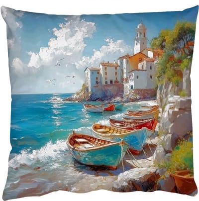 Sierkussens - Kussentjes Woonkamer - 50x50 cm - Boten - Rotsen - Zee - Zon