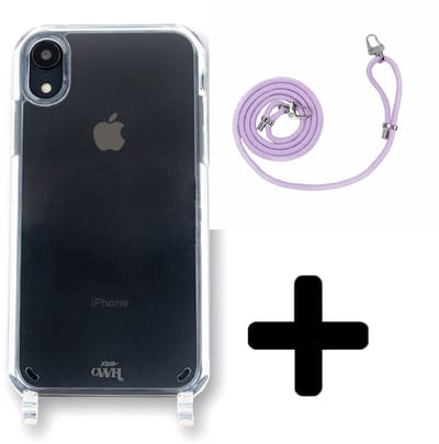 xoxo Wildhearts siliconen hoesje - Geschikt voor iPhone XR - Telefoonhoesje - Hoesje met koord - telefoonkoord - Transparant hoesje - Paarse koord