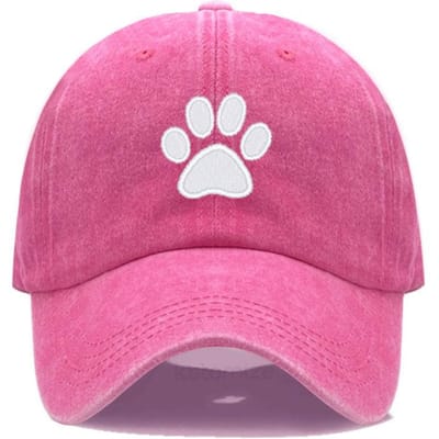 Baseballpet met geborduurde hondenschoen voor dames en heren, modieuze verstelbare gewassen katoenen dad hat, uniseks, klassieke golfpetten pink