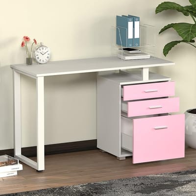 Modern Bureau met 3 Lades - 120x50x75 cm - Roze - Novihome