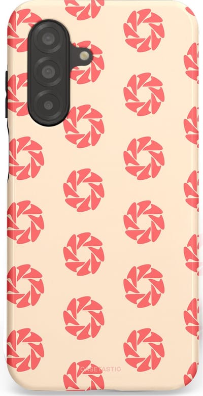 Casetastic hoesje geschikt voor Samsung Galaxy A26 - Dubbellaagse bescherming - Peach Bloem Cirkels - Fashion Case - Crème Koraal Perzik