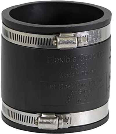Flexibele Pac Koppeling 3 Inch met RVS Klemmen - Zwart