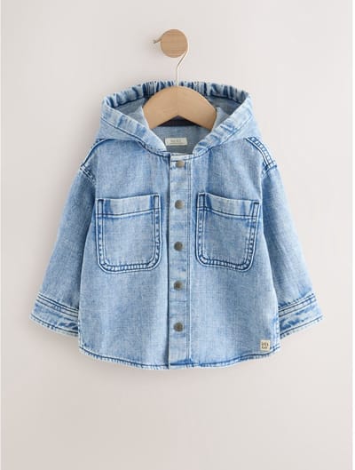 Next - Jongens - Denim overshirt met capuchon - Blauw