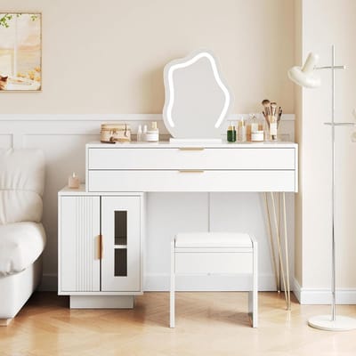 Kaptafel met Verlichting - Make-up Tafel - Cosmetica Opbergen - Drie Kleurstanden - 100 x 40 x 78 cm