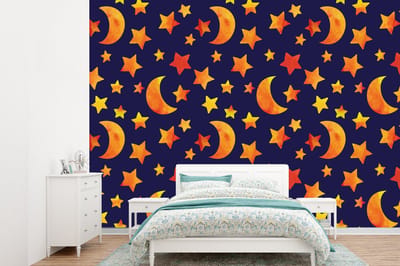 Behang - Fotobehang Sterren - Nacht - Patronen - Kind - Breedte 360 cm x hoogte 260 cm