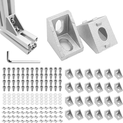 Aluminium hoekverbindingen 20x20 voor profielen, 26-delige set met accessoires, wandmontage en bevestigingsmateriaal voor planken en apparaten
