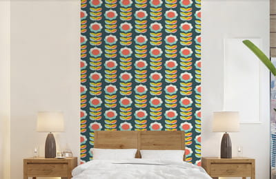 Behang - Fotobehang Retro - Bloemen - Scandinavisch - Breedte 150 cm x hoogte 240 cm