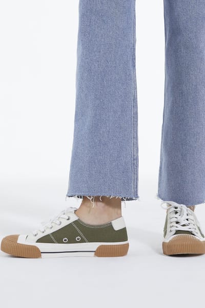 The Kooples Unisex Low-top Canvas Sneakers With Leather Inlays Kaki Maat: 39 | Sneakers Outlet | Unisex | Bruin