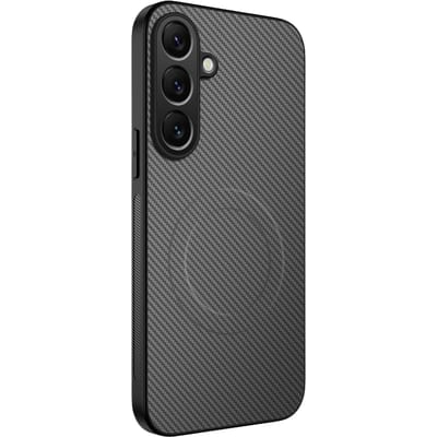 CaseBody Samsung Galaxy A57 Carbon Fiber Magnetic Hoesje Grijs
