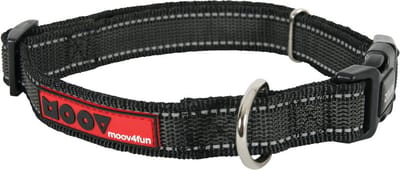 ZOLUX Moov Halsband / Hondenhalsband - Nylon - Neopreen binnenvoering - Zwart - Reflecterend - Breedte: 25 mm - Nekomtrek: 45 - 58 cm (GELIEVE ALVORENS BESTELLEN OPMETEN)