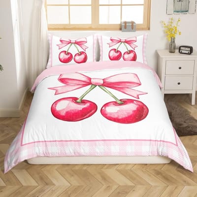 Cartoon Roze Strik Prinsessen Bedrukte Beddengoedsets Dekbed Dekbedovertrek Bedsprei Kussensloop 2-3 Stuks Sets Kinderen Volwassen Maat 150x200cm 3pcs