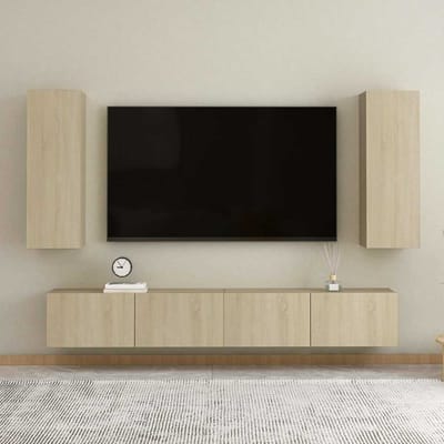 vidaXL - 4-delige - Tv-meubelset - bewerkt - hout - sonoma - eikenkleurig