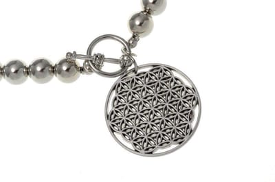 Behave - Ketting met levensbloem hanger, nikkelvrij - Trendy modeaccessoire - 43 cm