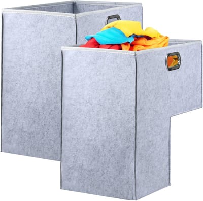 Trapmanden Set - Opbergmand Vilt - Trap Organiseren - L-vormig Ontwerp - 42 x 25.5 x 42 cm - Lichtgrijs