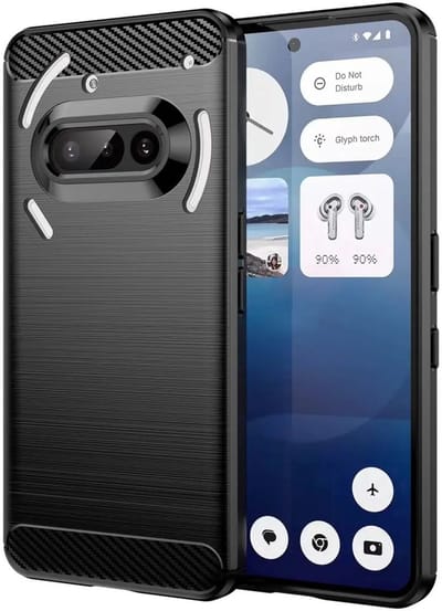 Geborsteld TPU Hoesje Geschikt voor Nothing Phone (3a) | Beschermhoes | Back Cover | Flexibel TPU | Stijlvol Carbon | Dun | Zwart