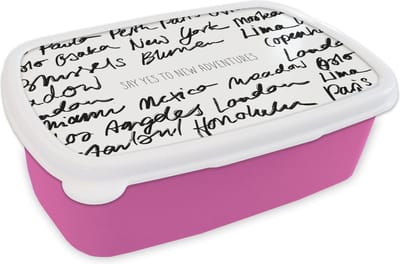 Broodtrommel Roze - Lunchbox - Brooddoos - Spreuken - Quotes - Say yes to new adventures - Mexico - 18x12x6 cm - Kinderen - Meisje