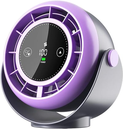 Turbo Desktop Luchtcirculatieventilator, USB-wand-, plafond- en bureauventilator zonder boren met 100 snelheidsstanden en 90° kantelhoek, multifunctionele ventilator voor diverse locaties (paars)