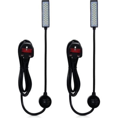 Lampe pour Machine à coudre à 30LED, luminaire à Base fixe, Tube Flexible et pliable pour les travaux ménagers UK Plug 2PCS noir