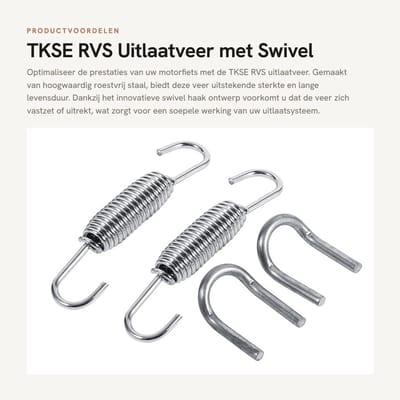 Dailygoods- Uitlaatveer - Roestvrij Staal - 2x Motorfiets Uitlaat - Verstelbare Haak - Schokbestendig - Duurzaam - 65mm Lengte - Uitlaatbeugel